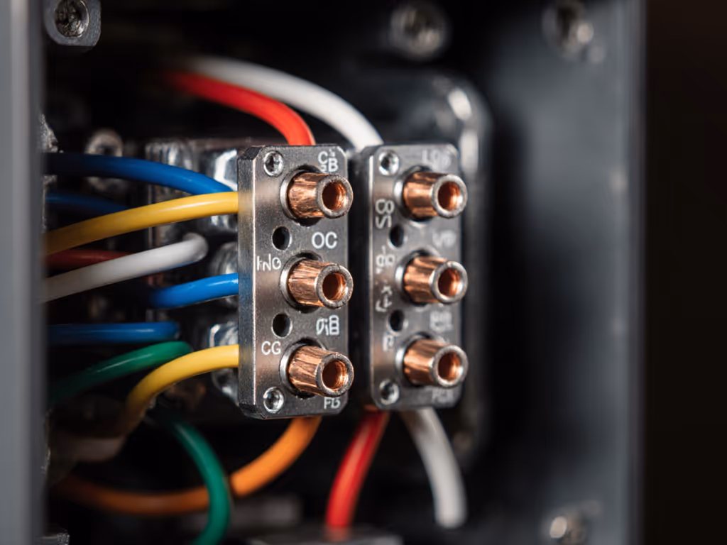 thermostat wiring close-up showing C-wire and O/B terminals