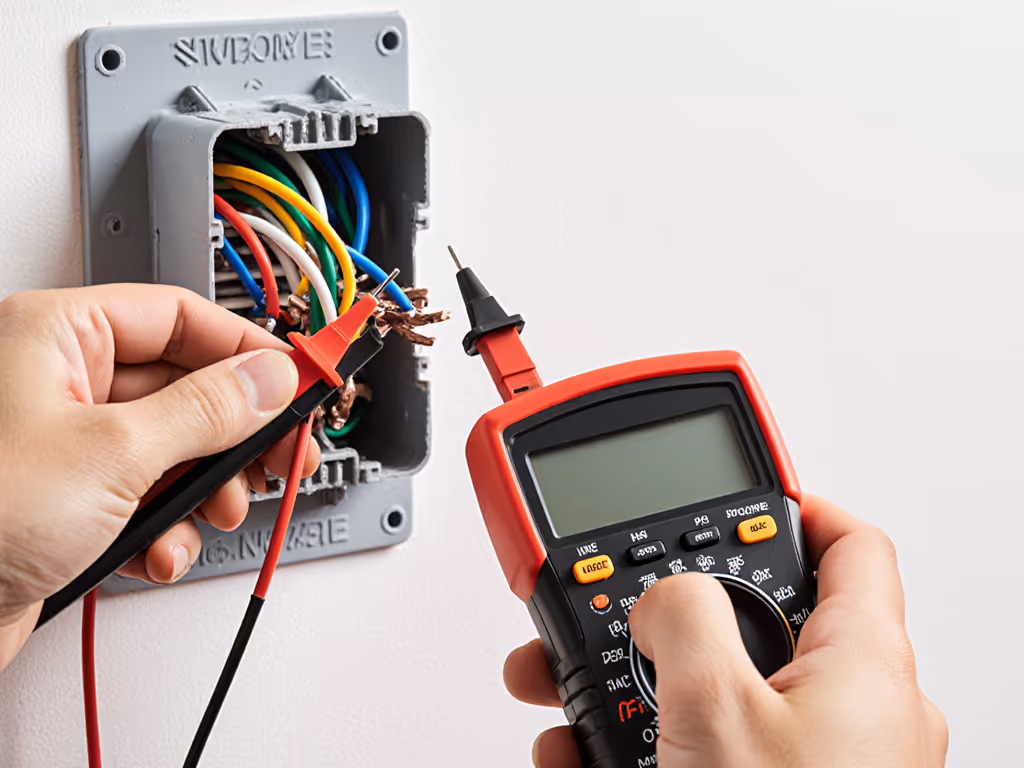 auditor using voltage meter on thermostat wiring