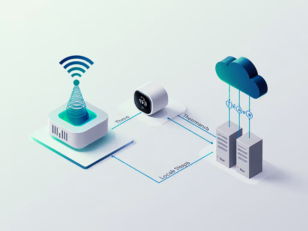 Thermostat architecture diagram showing local vs cloud voice command pathways