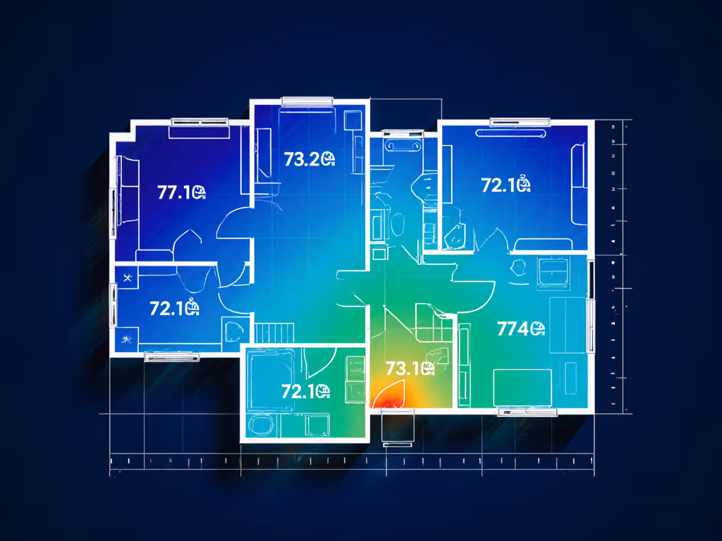 thermal imaging diagram showing temperature consistency across rooms